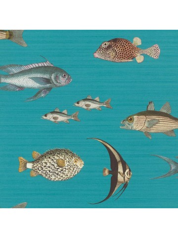 SODENO Colourful Fish Turquoise Textured Wallpaper