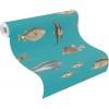 SODENO Colourful Fish Turquoise Textured Wallpaper