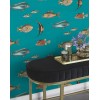 SODENO Colourful Fish Turquoise Textured Wallpaper