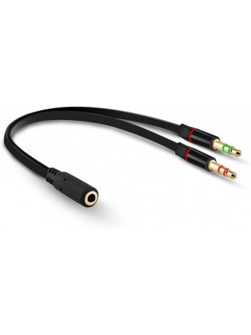 USAMS Headphone Splitter For Computer 3.5mm Female to 2 Dual 3.5mm Male Headphone Mic Audio Y Splitter Cable Smartphone Headset to PC Adapter 