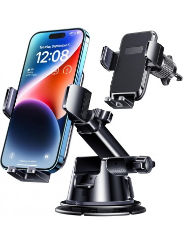 USAMS Car Phone Holder Mount, [Military-Grade Suction & Super Sturdy Base] 3 in 1 Universal Phone Mount for Car Dashboard Windshield Air Vent Car Mount for iPhone Android Smartphone GPS Navigator 