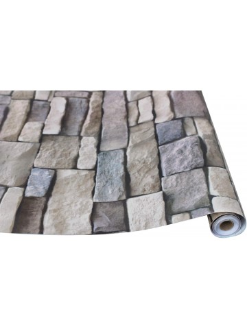 SODENO   Peel and Stick Faux Textured Stone Wall Look Removable Wallpaper for Home Decoration 17.7''x236.2