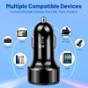 USAMS Car Adapter, 4 Port USB Car Charger with Voltage Display PD 3.0 & QC 3.0 Fast Charging for iPhone, Samsung, iPad & Tablets 