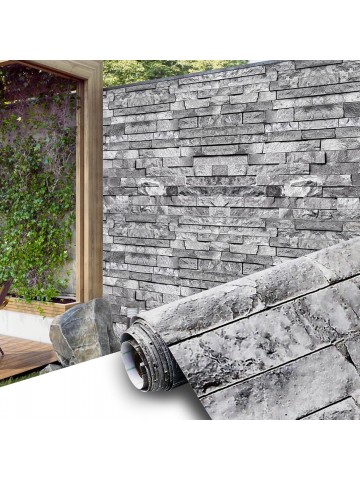 SODENO Stone Peel and Stick Wallpaper Rock 3D Stacked Faux Stone Contact Paper for Wall Self-Adhesive Removable Wallpaper