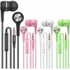 USAMS 4 Pairs Wired Earbuds with Microphone & Volume Control, in Ear Earphones for School, Noise Islating High Definition, for 3.5mm Jack iPhone iPad iPod Samsung Google Devices