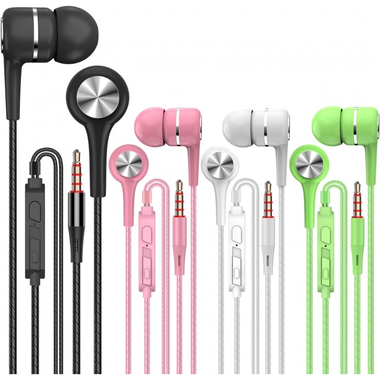 USAMS 4 Pairs Wired Earbuds with Microphone & Volume Control, in Ear Earphones for School, Noise Islating High Definition, for 3.5mm Jack iPhone iPad iPod Samsung Google Devices USAMS 4 Pairs Wired Earbuds with Microphone & Volume Control, in Ear Earphones for School, Noise Islating High Definition, for 3.5mm Jack iPhone iPad iPod Samsung Google Devices