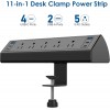 IFEART Desk Clamp Power Strip USB C,40W Total Fast Charging Station,4 PD 20W USB C Ports,Desk Edge Mount Surge Protector,5 Outlets,Fit 1.96" Tabletop Edge