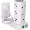 IFEART Power Strip Tower with Multiple Outlets, Flat Plug Surge Protector Tower Extension Cord with 12 AC Outlets 4 USB Ports (2 USB C), 6FT Cord Power 