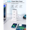 IFEART Power Strip Tower with Multiple Outlets, Flat Plug Surge Protector Tower Extension Cord with 12 AC Outlets 4 USB Ports (2 USB C), 6FT Cord Power 