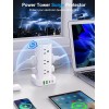 IFEART Power Strip Tower with Multiple Outlets, Flat Plug Surge Protector Tower Extension Cord with 12 AC Outlets 4 USB Ports (2 USB C), 6FT Cord Power 