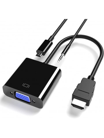 IFEART HDMI to VGA Adapter, HDMI-VGA 1080P Converter with 3.5mm Audio Jack and USB Power Supply for HDMI Laptop, PC, PS4, Blue Ray Player, Raspberry Pi, Xbox to VGA Monitor, Projector