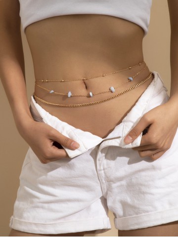 2pcs Bead Decor Waist Chain